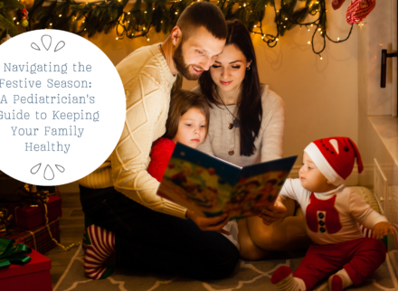 Family reading a book, Christmas family