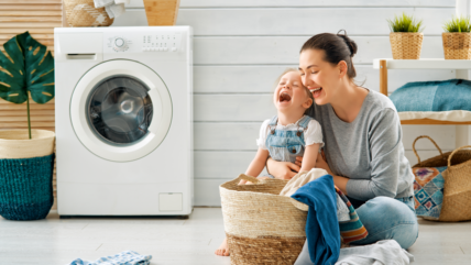 10 Simple Tips to a Clean and Healthy Home , laundry, toddler and mom