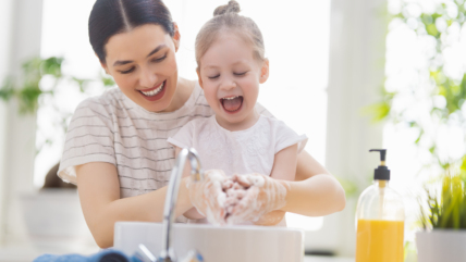 10 Simple Tips to a Clean and Healthy Home , toddler handwashing with mom